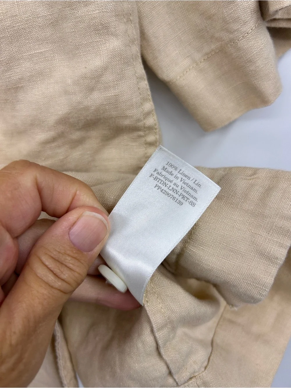 Everlane Women Tan Brown Linen Workwear Shirt Blouse Neutral Size S Short Sleeve